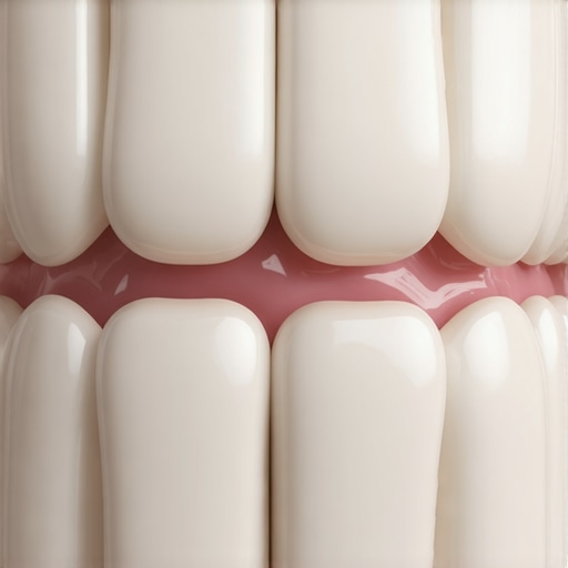 Close-up of translucent dental veneers in natural light showing realistic light scattering.