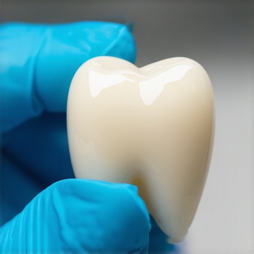 Realistic Porcelain Veneer Translucency Close up of a natural looking porcelain veneer showing translucency