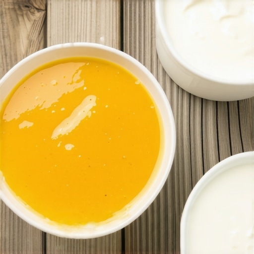 Soft and Smooth Foods for Post-Extraction Recovery A bowl of smooth pumpkin soup and yogurt representing safe soft foods after dental surgery.