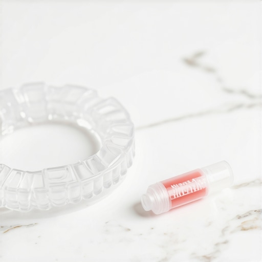 Temporary Fix for a Broken Retainer A broken clear dental retainer and wax on a bathroom counter.