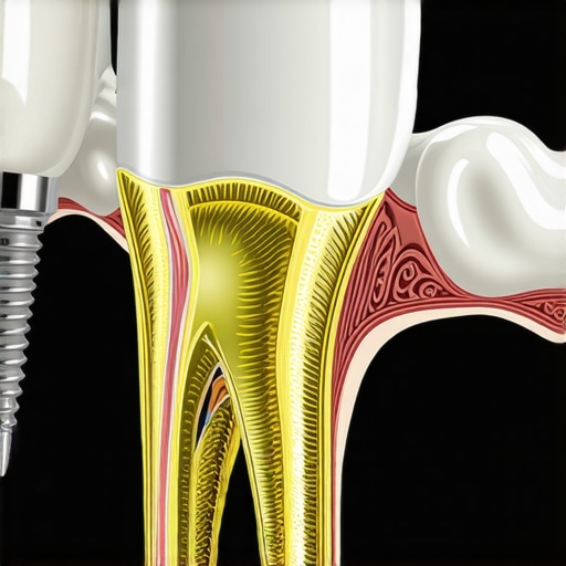 The Difference Between Natural Teeth and Dental Implants Comparison of a natural tooth with a periodontal ligament versus a titanium dental implant fixed in jawbone.