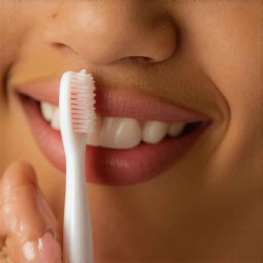 The gentle fingertip grip for toothbrushing Close up of person holding toothbrush with fingertips to prevent gum recession
