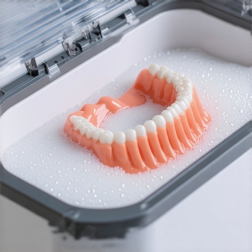 Ultrasonic Cleaner for Dental Guards An ultrasonic cleaning device being used to sanitize a dental night guard to prevent bacteria buildup.
