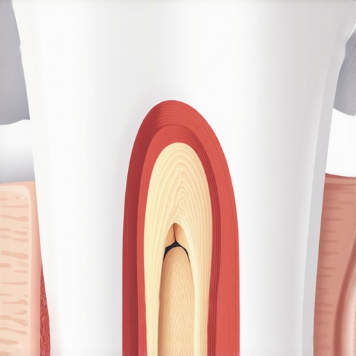 Close up of a tooth root and jawbone interaction showing internal healing processes.