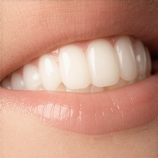 Understanding Veneer Translucency and Light Refraction Close-up of translucent porcelain veneers reflecting natural light to show realistic dental texture.