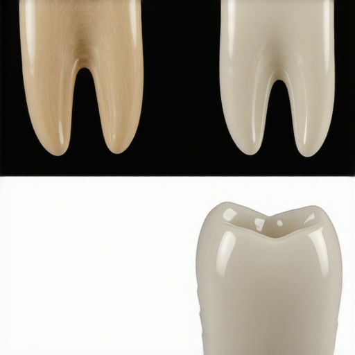 Comparison of a short worn tooth and a restored tooth with a dental veneer showing increased length.